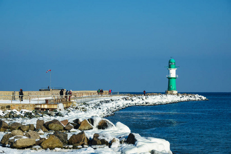 鼹鼠在冬天时间在 Warnemuende, 德国