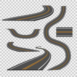 蜿蜒曲折的道路方向或带有标记的公路