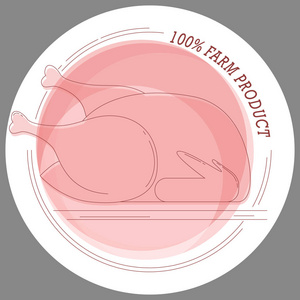 贴纸100 农场产品与鸡胴体的形象