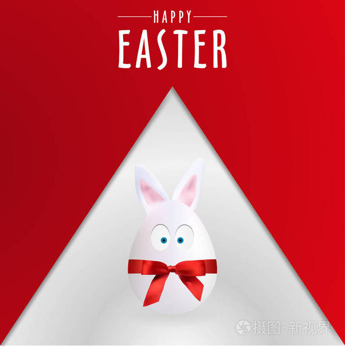 红色快乐复活节彩蛋兔子海报, 矢量, 插图, Eps 文件