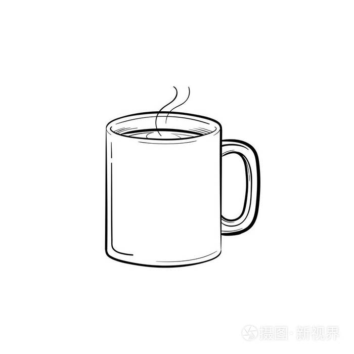 热饮料杯手绘素描图标