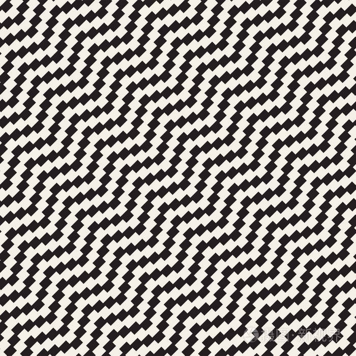 无缝的锯齿形几何图案.经典黑白 v 字形线条平铺
