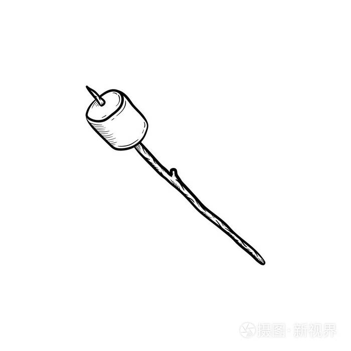 棉花糖粘手手绘素描图标