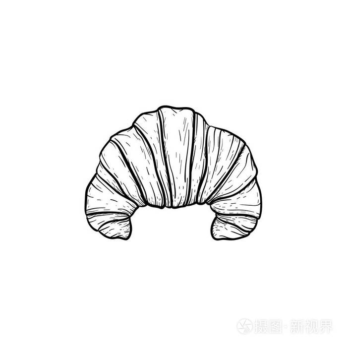 法式羊角面包手绘素描图标插画-正版商用图片045wyl-摄图新视界