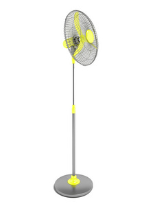 现代螺旋桨在一个金属圆顶与黄色推进器在脚3d 渲染在白色背景与阴影