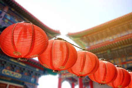 中国农历新年庆典大红灯笼装饰