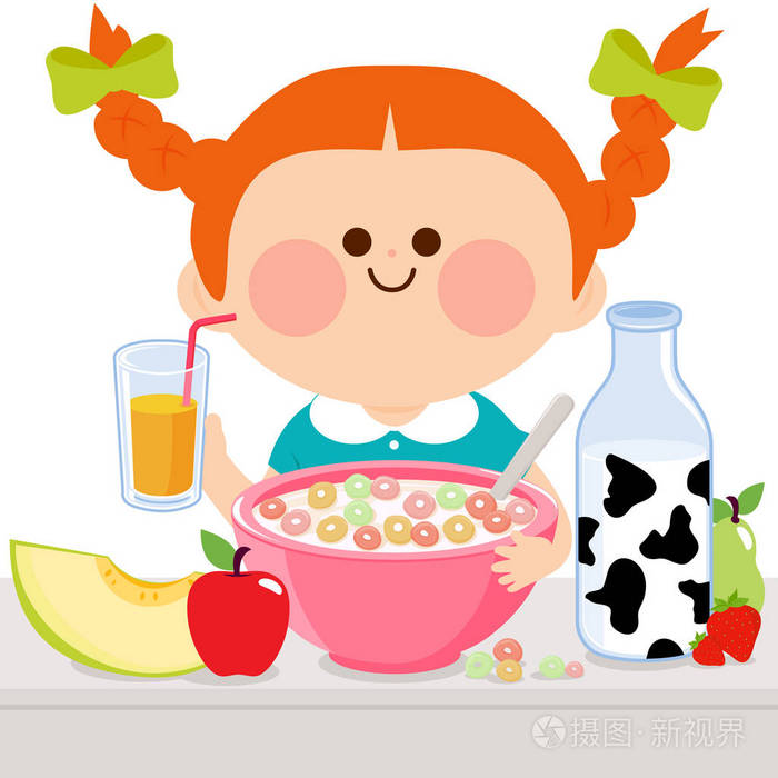 吃早餐的女孩插画-正版商用图片0467bt-摄图新视界