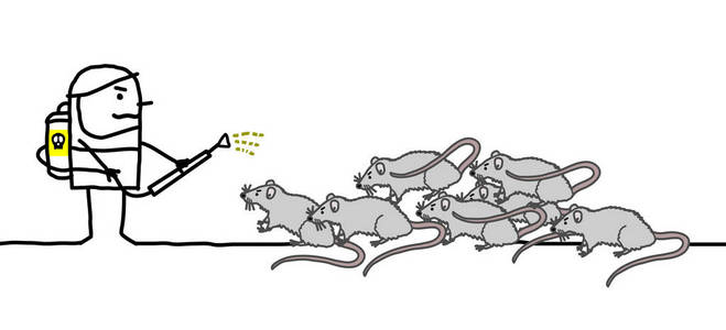 卡通灭鼠人与老鼠照片