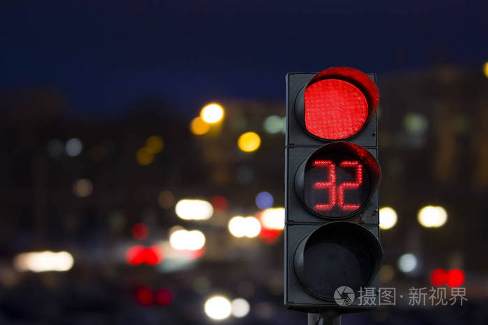 交通灯倒计时红色信号