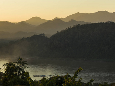 湄公河, 福斯山, 琅勃拉邦, 老挝的高视图