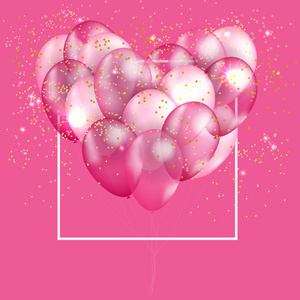 粉红色气球心脏背景