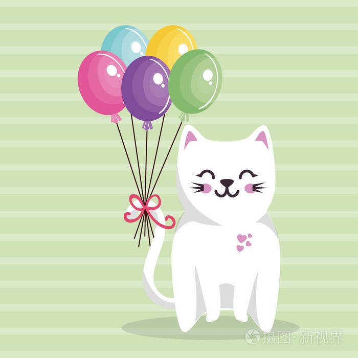 小猫咪分气球图片图片