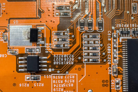 电路板。技术和电子老主板的部分为纹理关闭