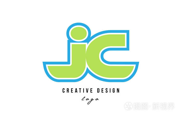 蓝色绿字字母jcjc徽标图标设计