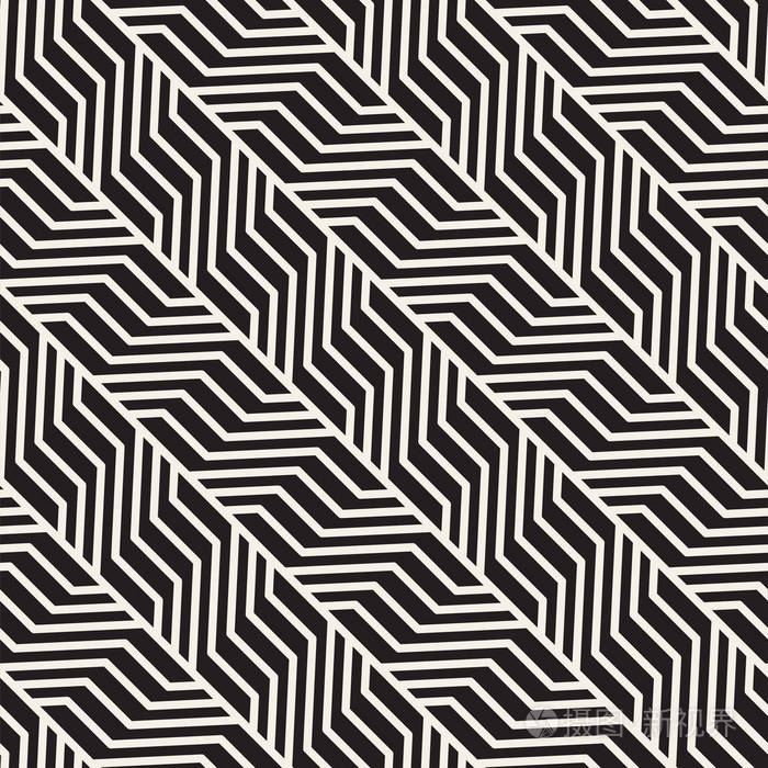 矢量无缝格子图案.现代时尚的纹理与单色格子.重复几何网格.