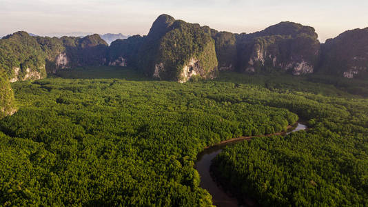 泰国甲米鸟瞰山景