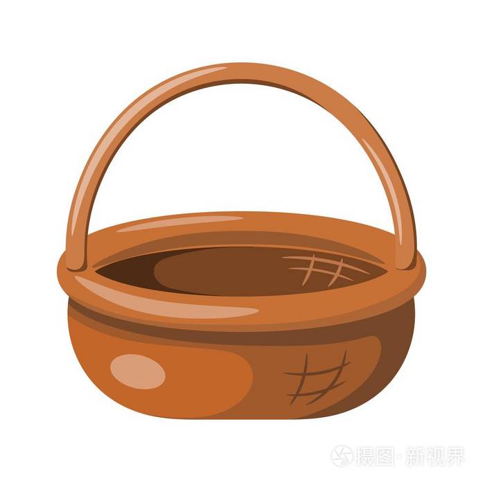 彩色插图的柳条篮子篮子在白色背景上的卡通风格矢量插图
