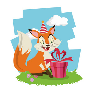 生日快乐狐狸卡通卡