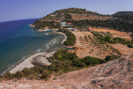 萨罗尼克湾 Aegina 岛海湾景观