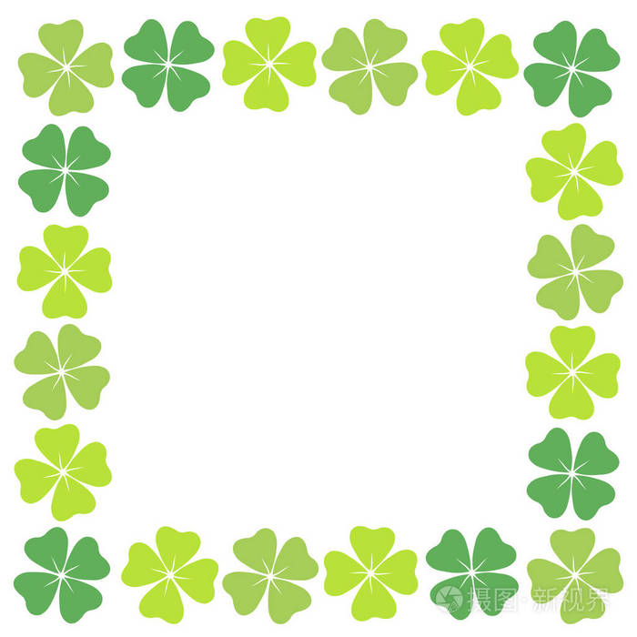 四叶三叶草正方形框架, 向量例证