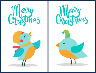 圣诞鸟标题矢量插画图片
