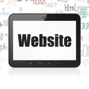 Web 设计概念 平板电脑上显示的网站