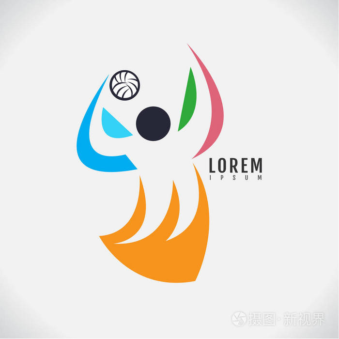 在白色背景下排球设计的矢量图像体育