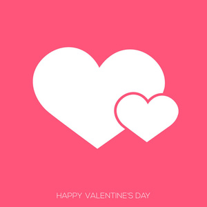 情人节贺卡与两个白色的心粉红色的背景。矢量