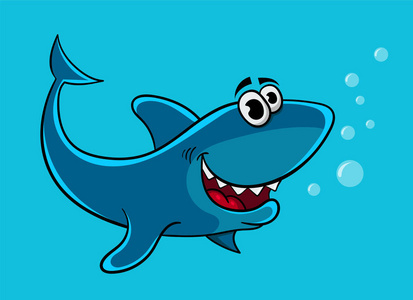 鲨鱼插画卡通鲨鱼, 矢量插画照片