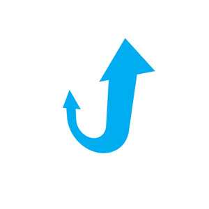 成长轨迹向上指向的矢量箭头.在白色背景上隔离的业务发展标志.