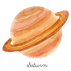 水彩土星行星例证
