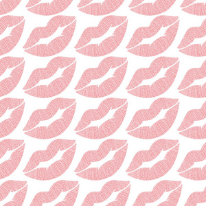 线条艺术嘴唇插图在一个无缝的模式