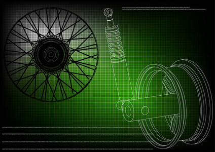 绿色车轮和减震器