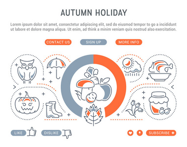 秋季假期网站横幅和登陆页