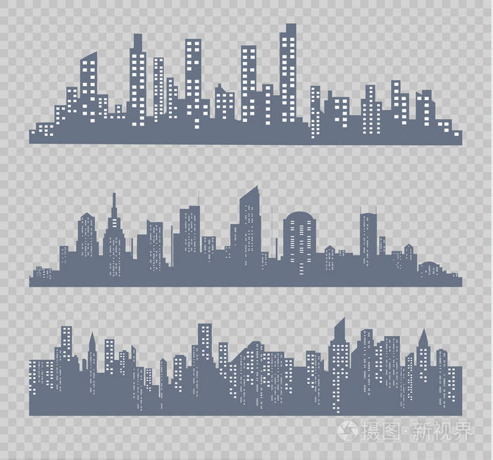 平面样式中的城市轮廓.现代城市 landscape.vector 图