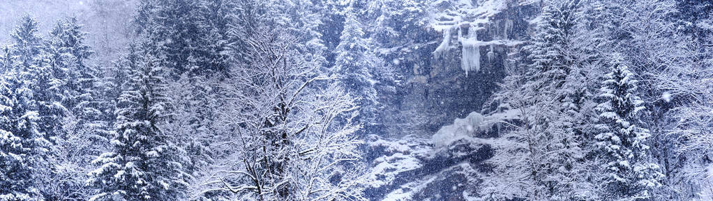 在瑞士的恩格尔伯格下雪的风景