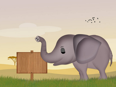 大象的例证在非洲风景