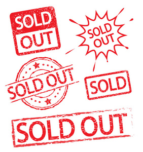 红色墨水集红色已售出标签图章图标集照片