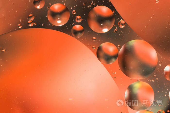 混合水和油, 美丽的颜色抽象背景基于圆和椭圆形