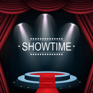 灯戏剧场面内部老歌剧表现背景向量例证红色的窗帘和聚光灯剧院舞台