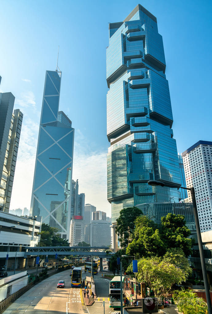 香港金钟一带的摩天大楼