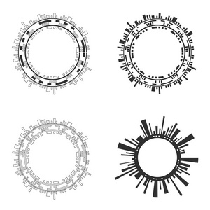 一套抽象的 ircle 未来用户界面的白色背景。矢量插图