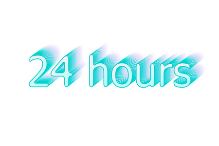 24小时。将短语括在文本图中。围绕时钟工作。蓝色矢量图示