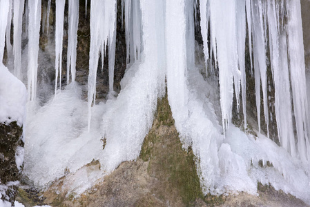 全景场面与冰和雪在河安莫在巴伐利亚, 毒菌