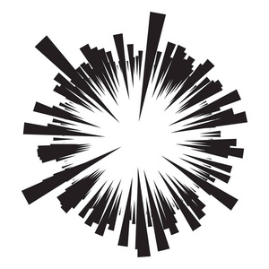 流行艺术图案与变焦效果水平速度线单色飞行粒子图案太阳射线或星爆裂