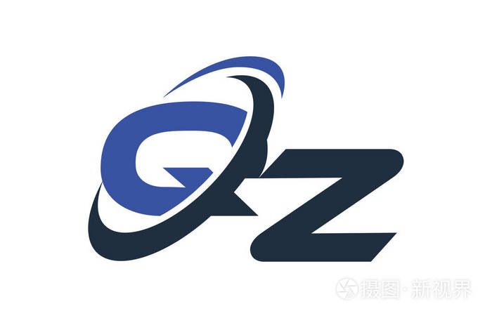 qz字母徽标蓝色旋风全球数码业务