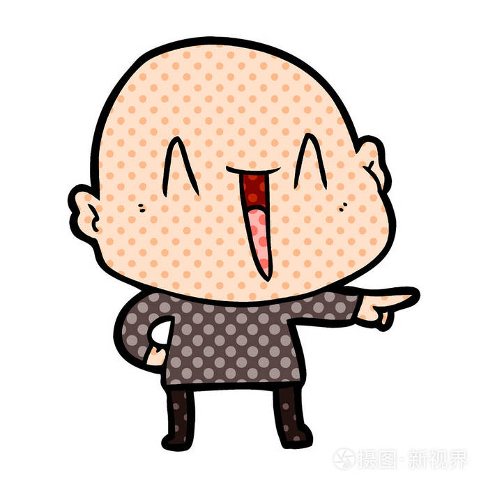 卡通光头男子的矢量插图