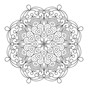 白色背景上的圆形曼荼罗设计轮廓