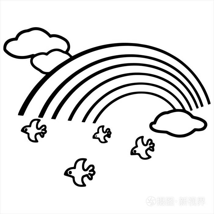 可爱的卡通彩虹白色背景为儿童版画, t恤, 彩色书, 有趣和友好的性格