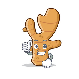 竖起大拇指生姜字符卡通风格照片